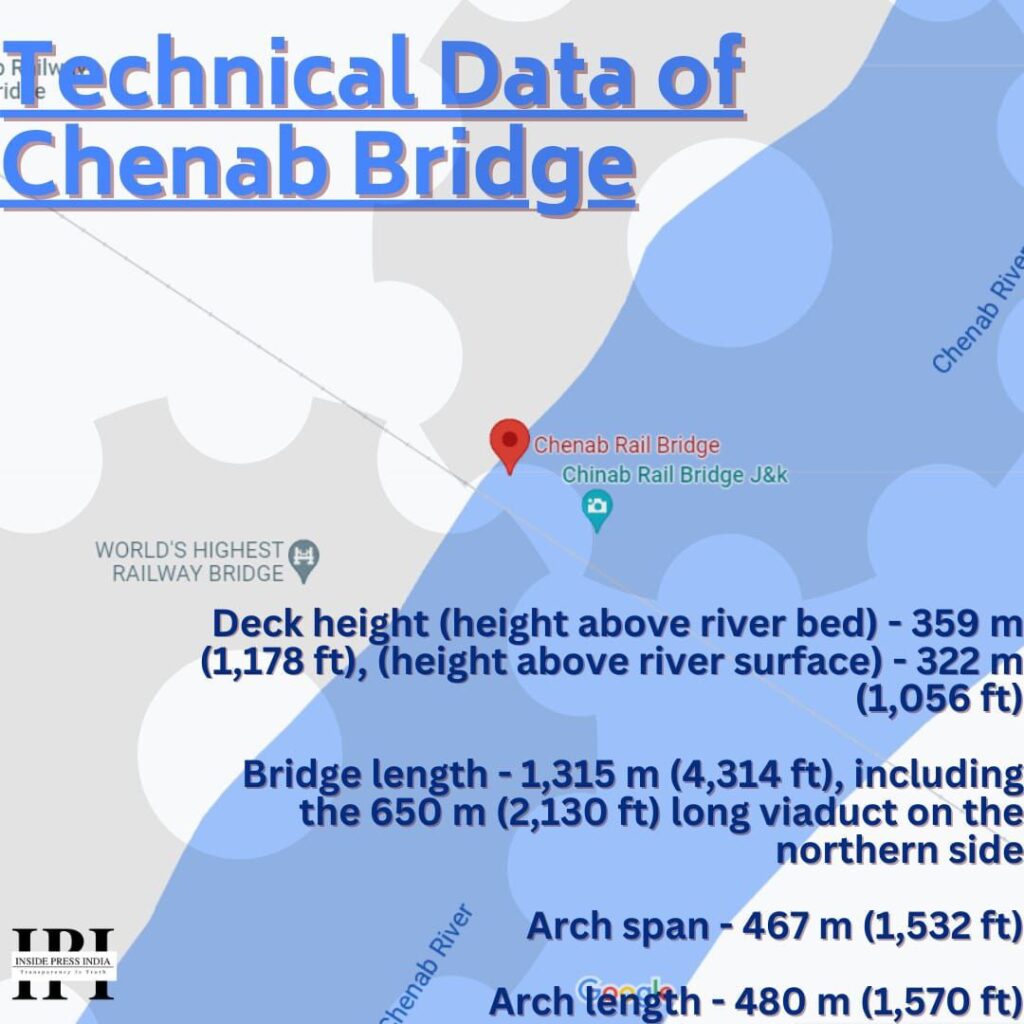 chenab rail bridge technical data